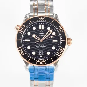 2018 Seamaster Diver 300M SS/RG VSF 1:1 Best Edition RG Bezel Black Dial on SS/RG Bracelet A8800