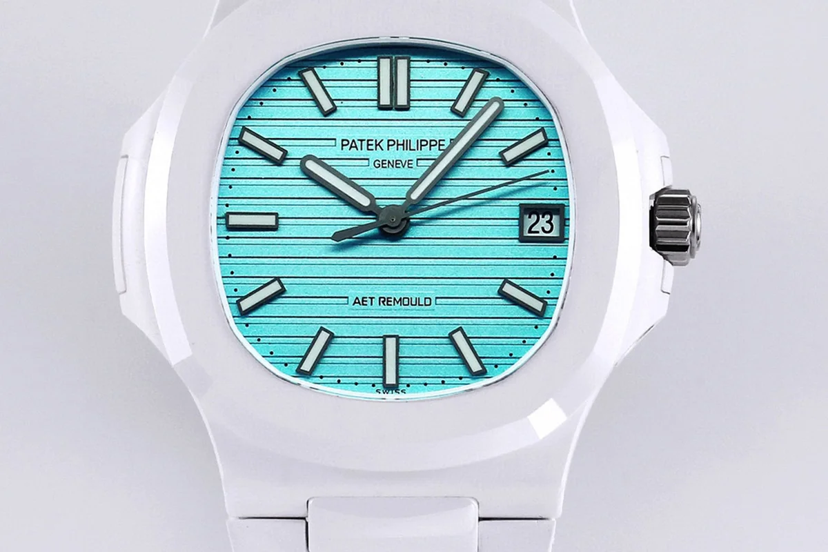 AET Nautilus 5711 Roselend Blue Dial White Ceramic