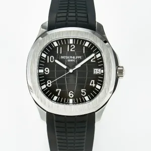 Aquanaut 5167A SS 3KF 1:1 Best Edition Black Dial on Black Rubber Strap A324 Super Clone（New clasp）