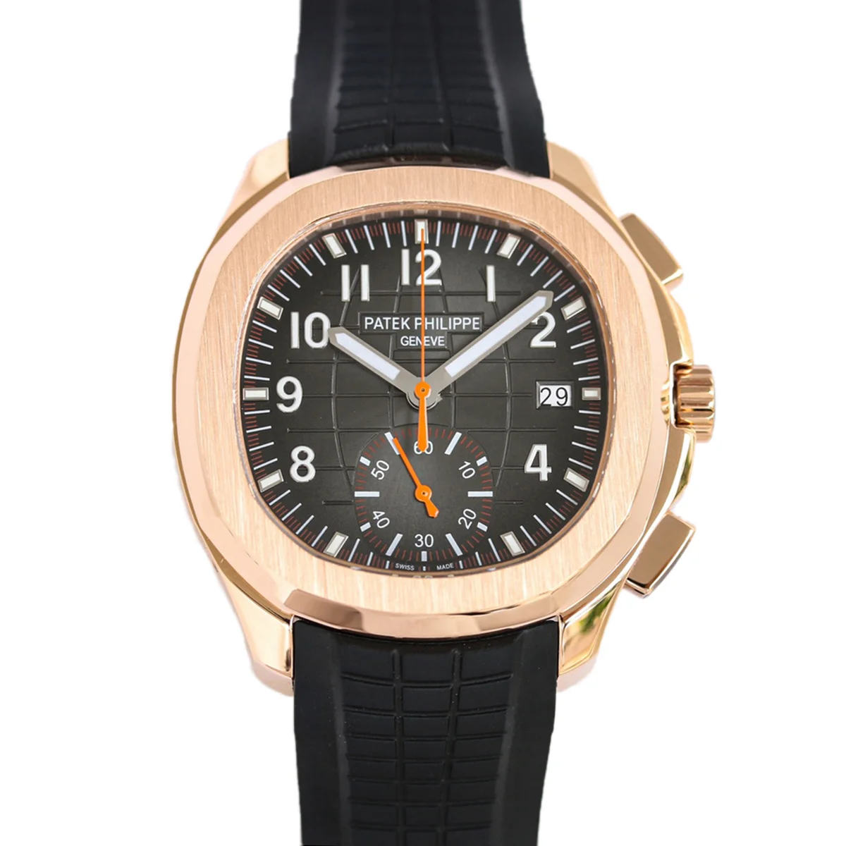 Aquanaut 5968G Black Dial on Black Rubber Strap in Rose Gold