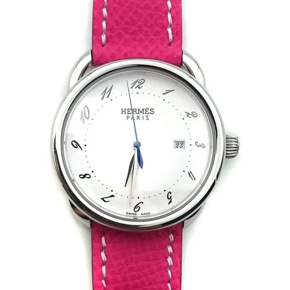 Arceau Steel on Pink Epsom Leather Strap