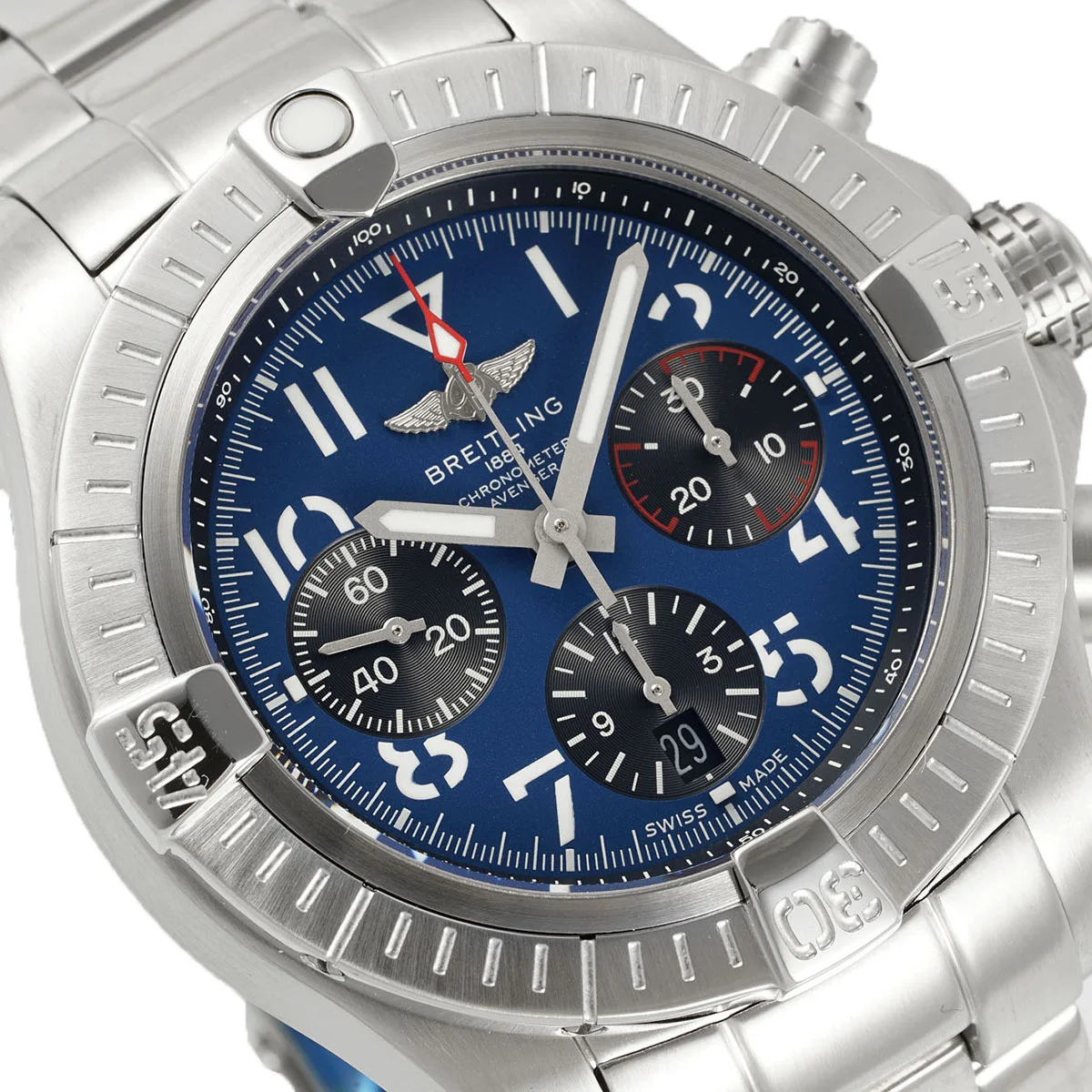 Avenger B01 Chronograph 45 Blue Dial in Steel on Bracelet