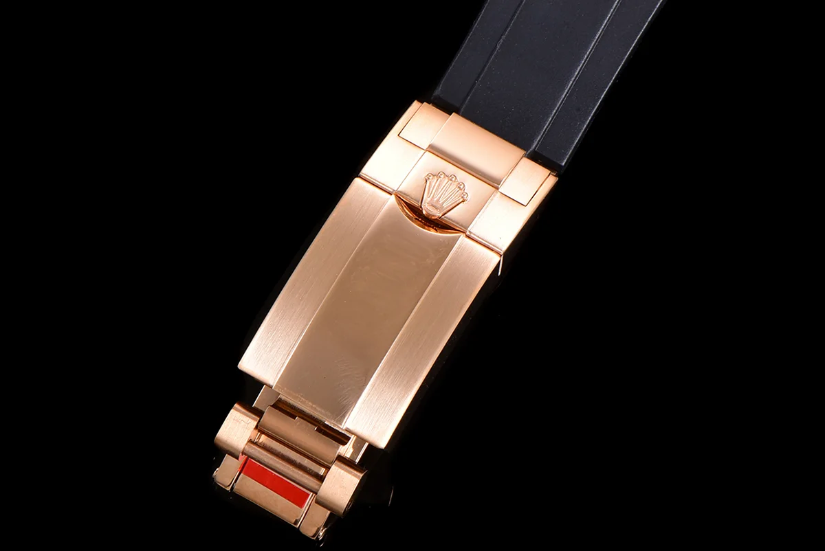 Blaken Daytona Pink Dial with Rainbow Diamond Bezel in Rose Gold on Rubber Strap