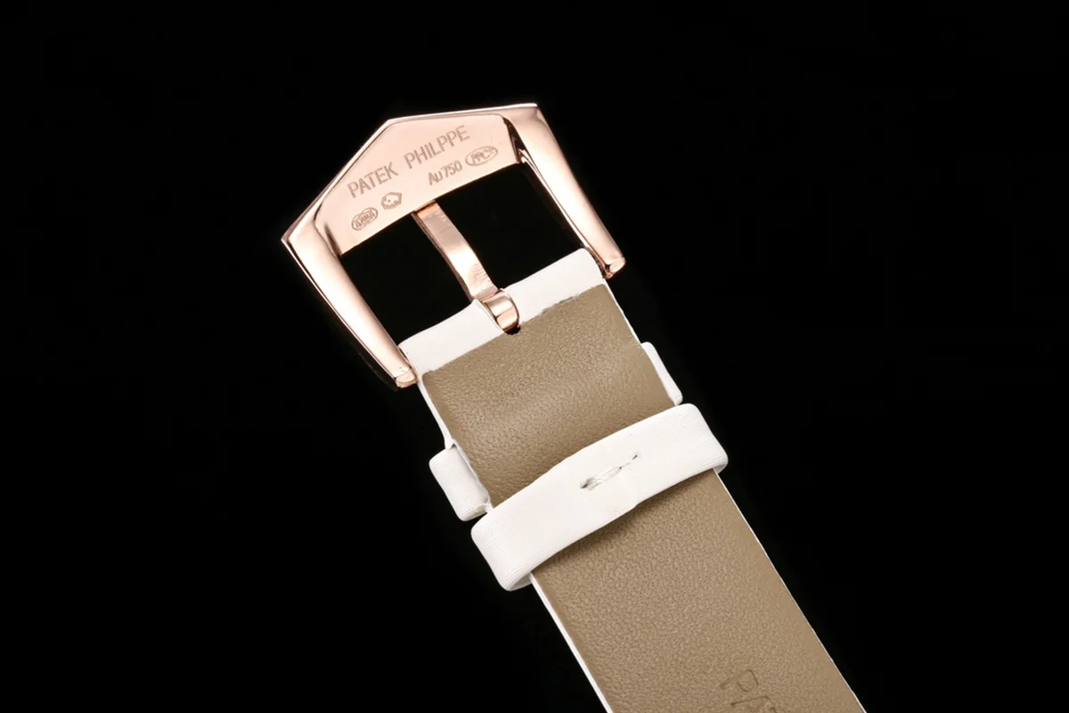 Calatrava 4997 White Dial in Rose Gold on White Leather Strap