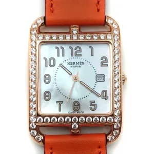 Cape Cod GM Quartz Rose Gold with Diamond Bezel on Orange Fjord Leather Strap