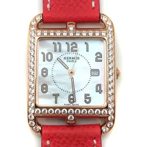 Cape Cod GM Quartz Rose Gold with Diamond Bezel on Vermilion Epsom Leather Strap