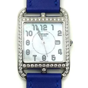 Cape Cod Steel with Diamond Bezel on Blue Fjord Leather Strap