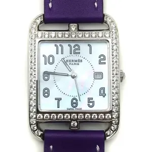 Cape Cod Steel with Diamond Bezel on Purple Fjord Leather Strap