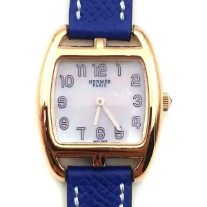 Cape Cod Tonneau Rose Gold on Blue Epsom Leather Strap