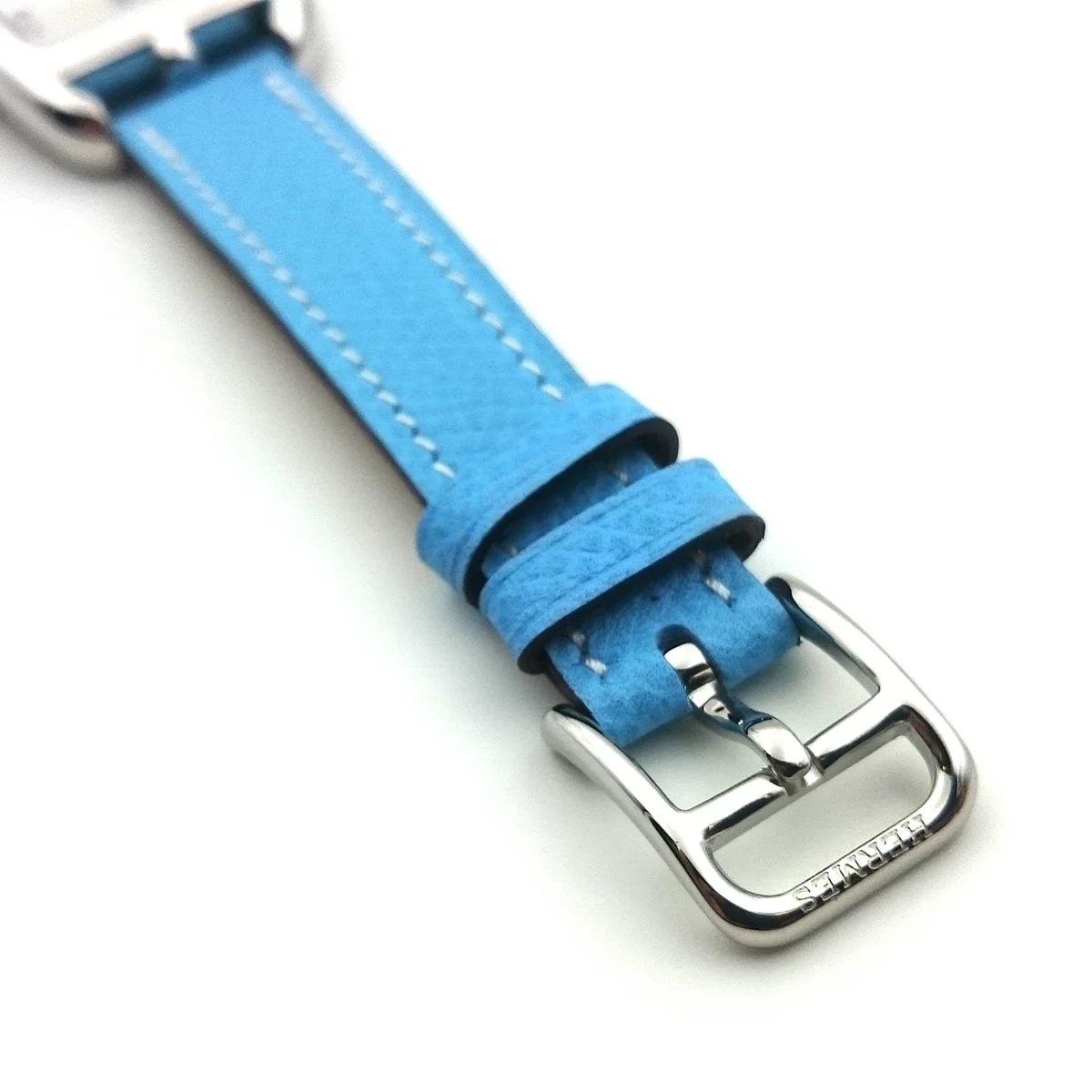 Cape Cod Tonneau Steel on Light Blue Epsom Leather Strap