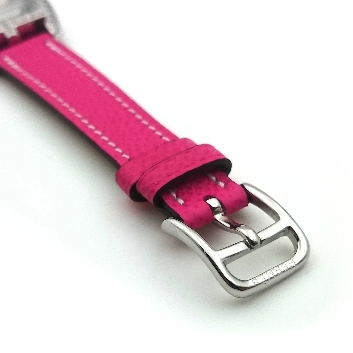 Cape Cod Tonneau Steel with Diamond Bezel on Pink Epsom Leather Strap