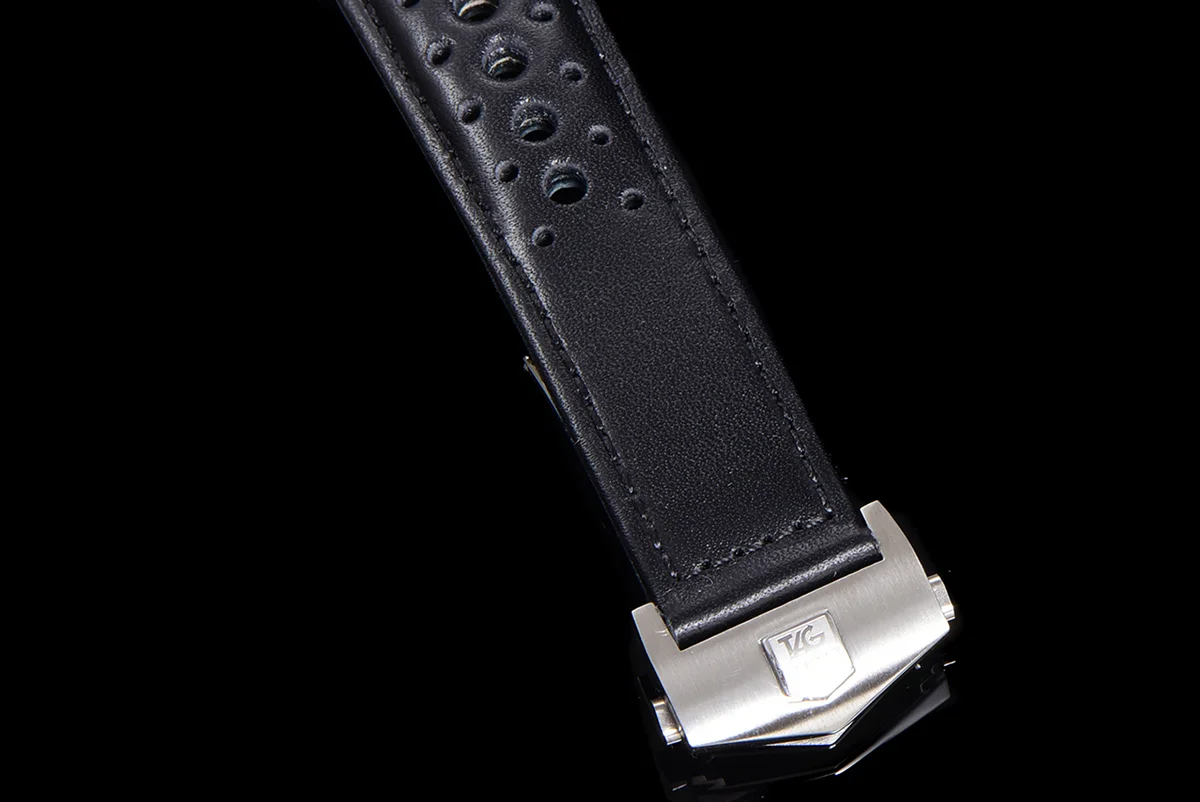 Carrera Chronograph 43 Black Dial on Leather Strap