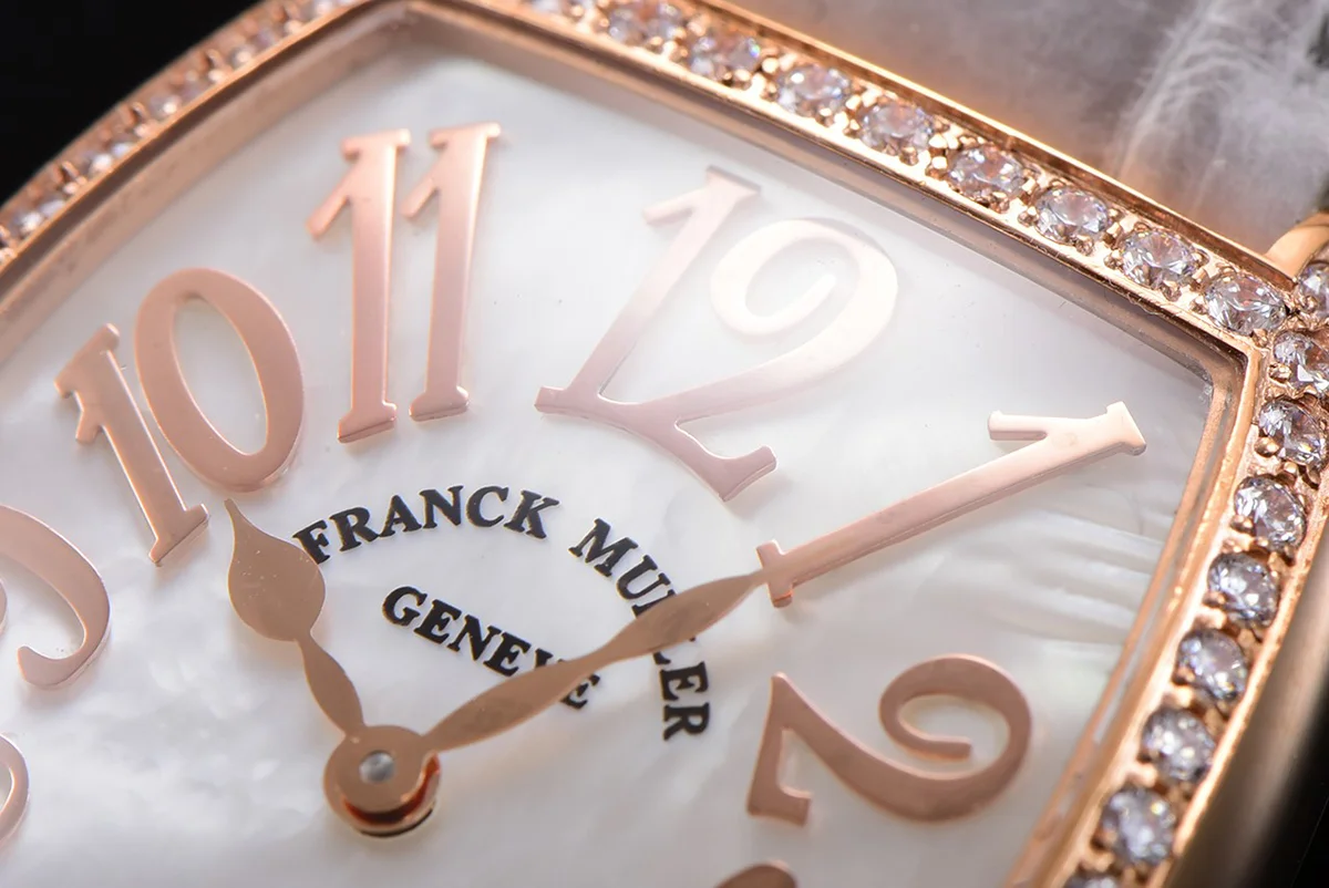 Cintree Curve MOP Dial in Rose Gold on Grey Leather Strap