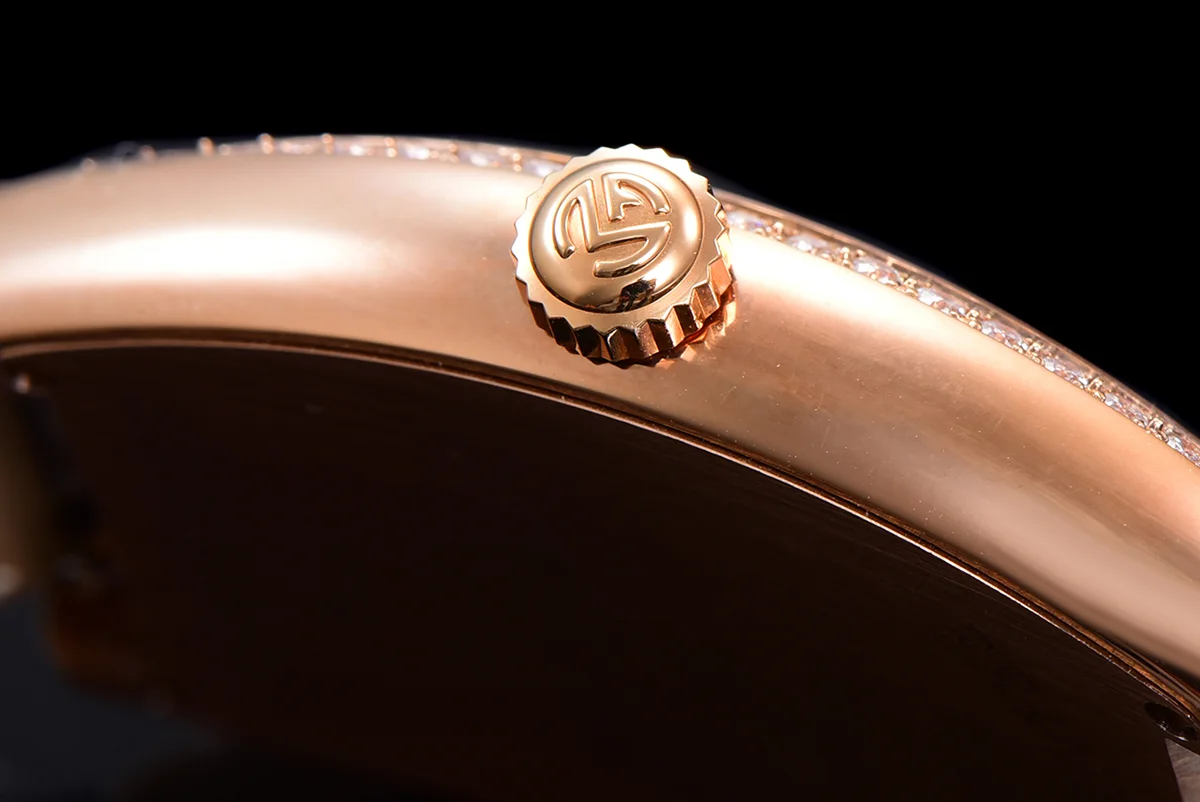 Cintree Curve MOP Dial in Rose Gold on Grey Leather Strap