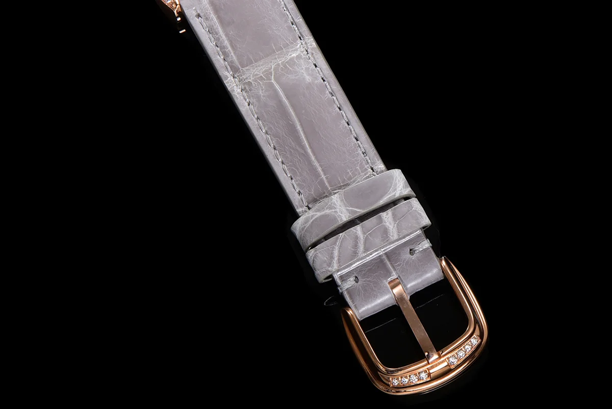 Cintree Curve MOP Dial in Rose Gold on Grey Leather Strap