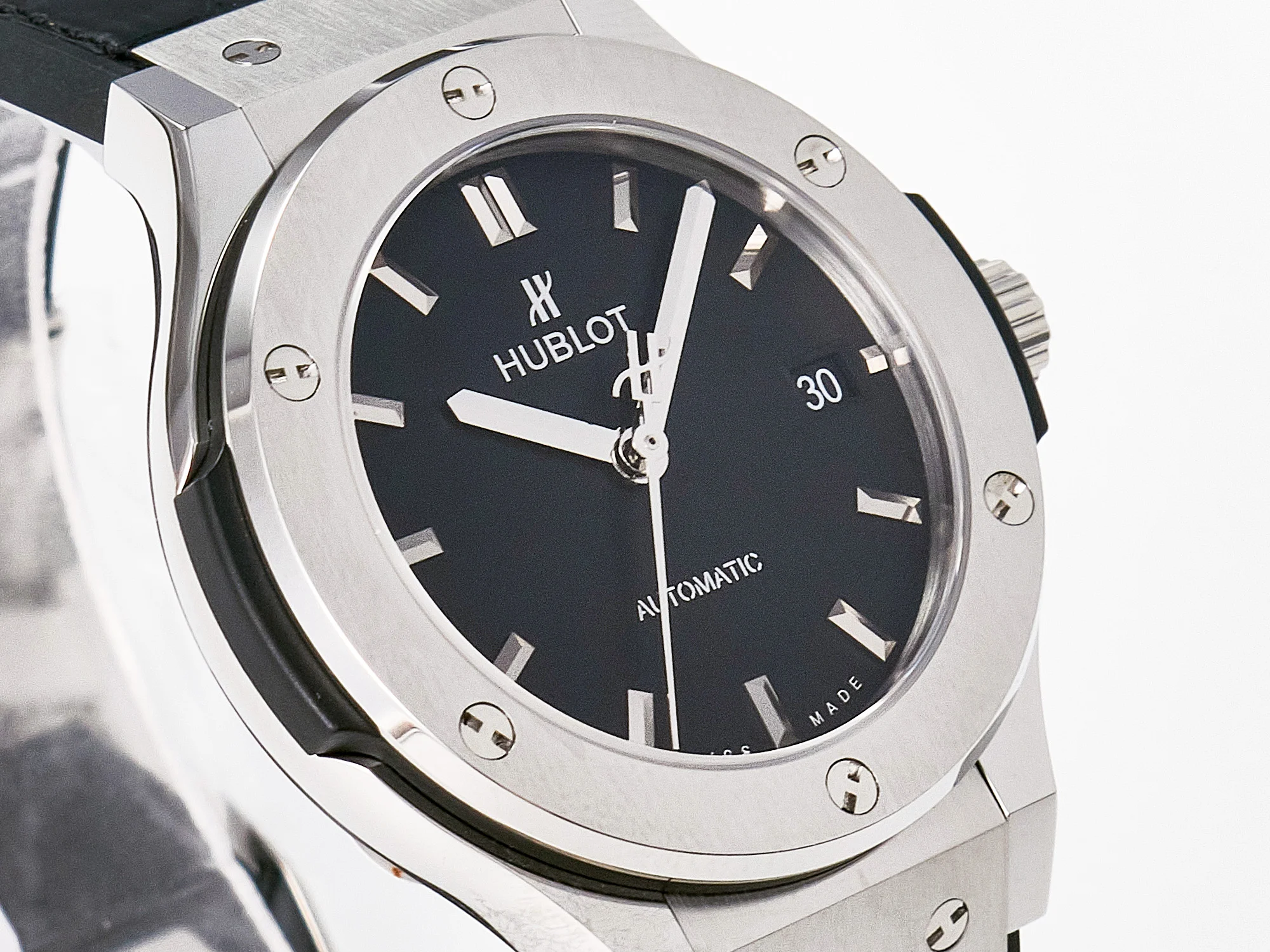 Classic Fusion 38mm SS JJF 1:1 Best Edition Black Dial on Black Gummy Leather Strap