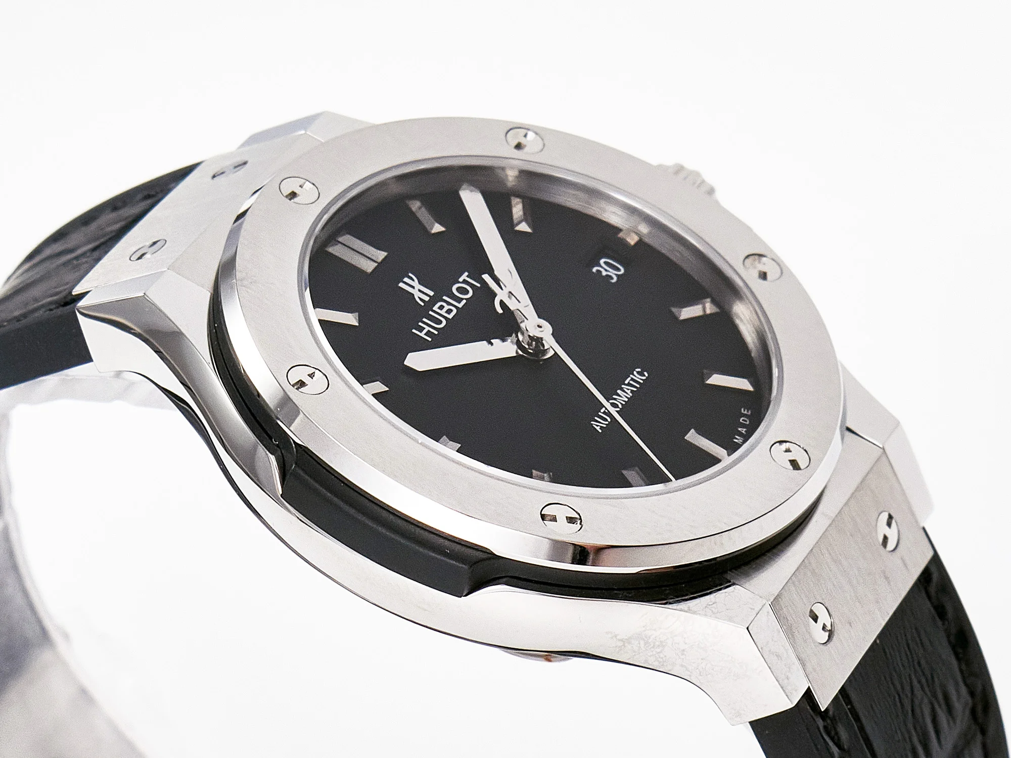 Classic Fusion 38mm SS JJF 1:1 Best Edition Black Dial on Black Gummy Leather Strap