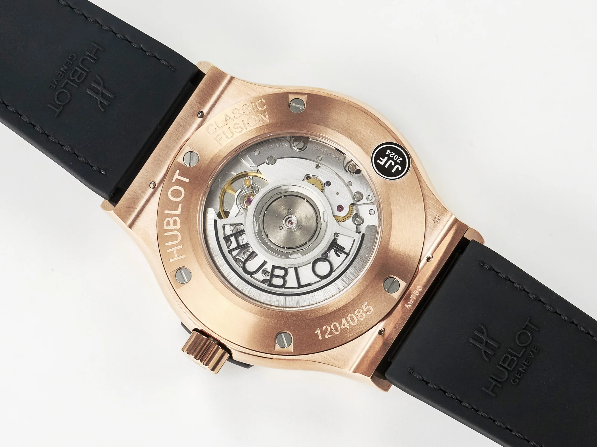 Classic Fusion 42mm RG JJF 1:1 Best Edition Black Dial on Black Gummy Leather Strap