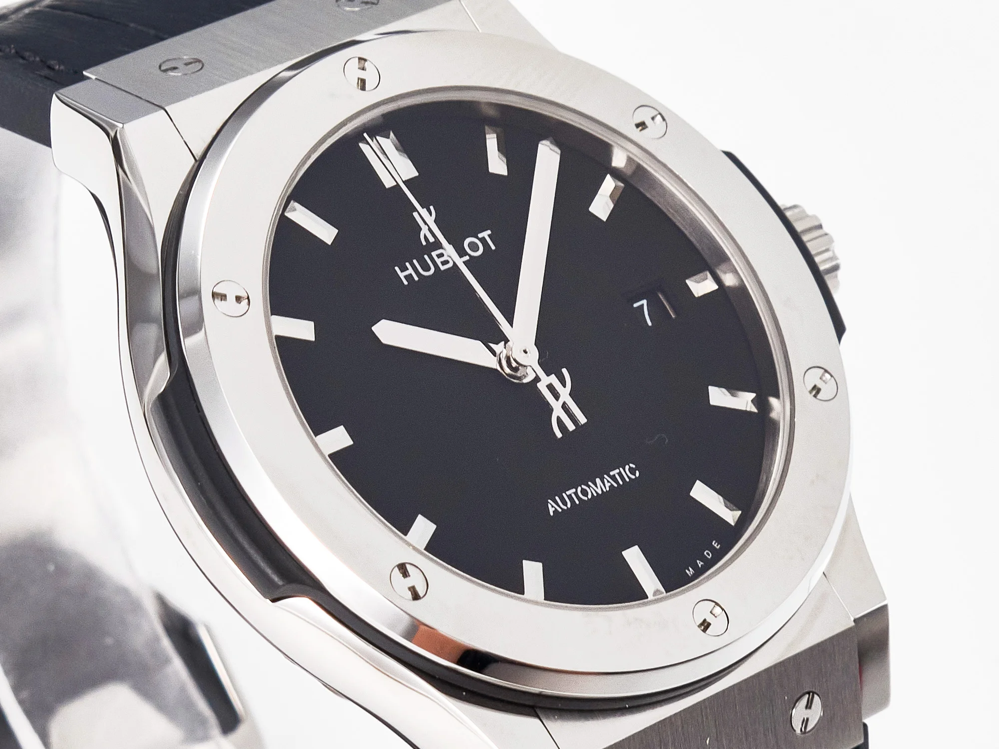 Classic Fusion 42mm SS JJF 1:1 Best Edition Black Dial on Black Gummy Leather Strap