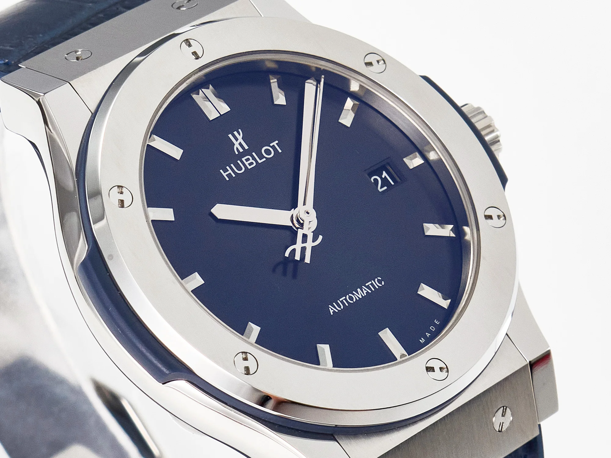 Classic Fusion 42mm SS JJF 1:1 Best Edition Blue Dial on Blue Gummy Leather Strap
