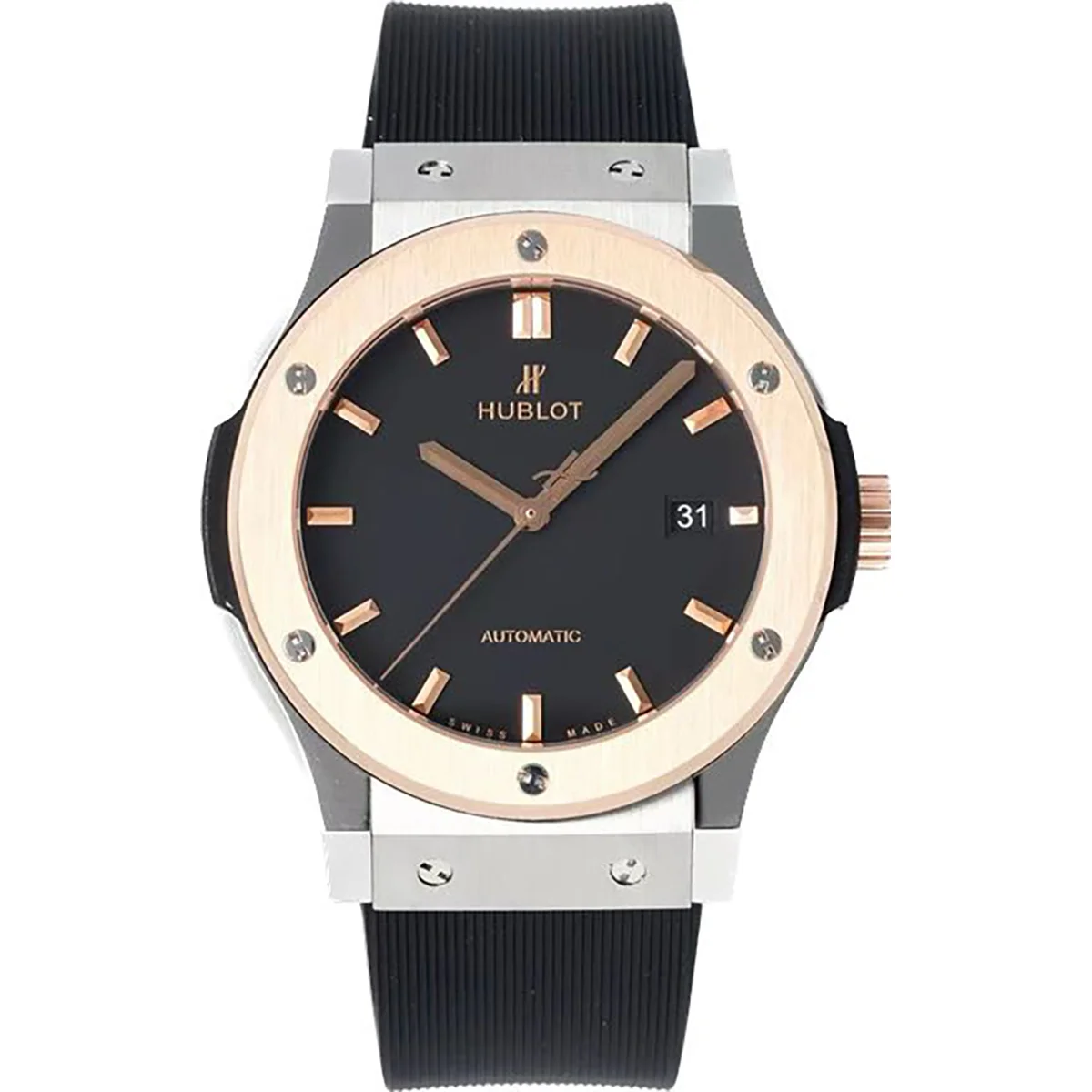 Classic Fusion Automatic 42mm Black Dial on Steel/Rose Gold on Rubber Strap