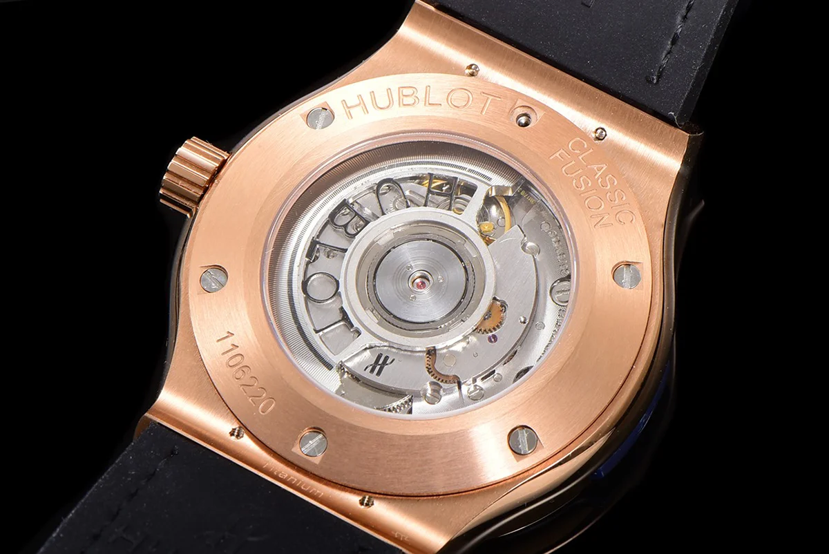 Classic Fusion Automatic 42mm Diamond Paved Dial in Rose Gold on Brown Leather Strap