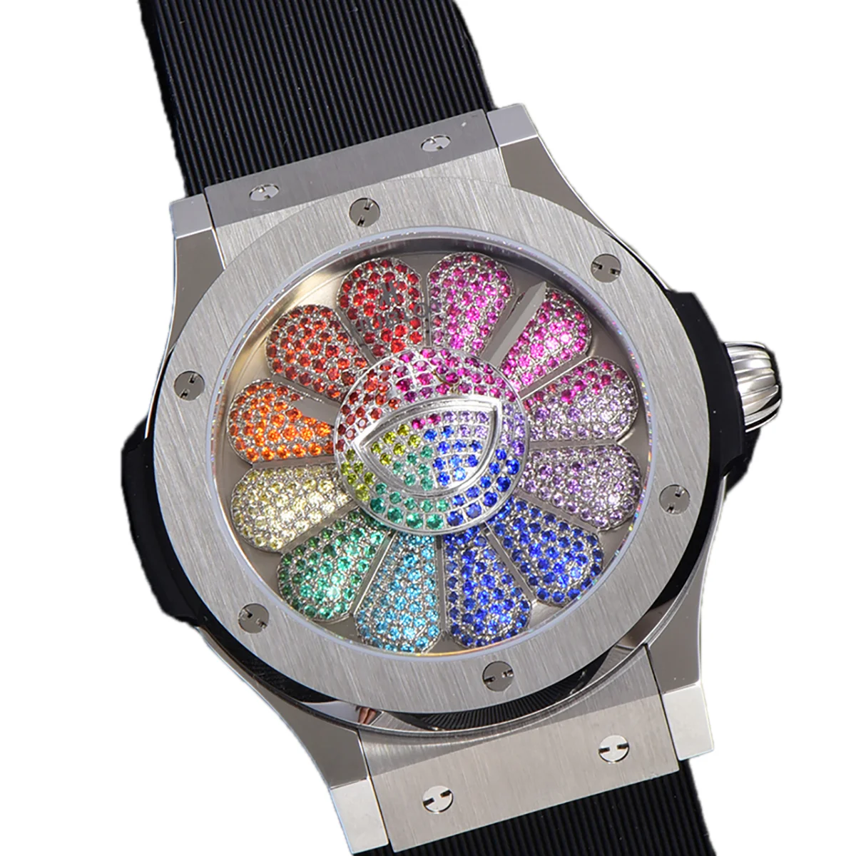 Classic Fusion Takashi Murakami 45mm Sunflower Dial in Steel on Rubber Strap