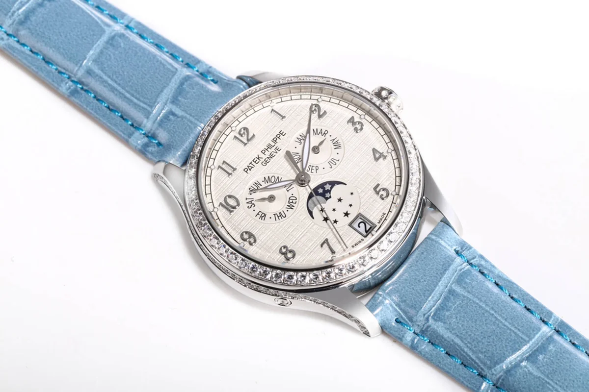 Complications 4948G Annual Calendar Moonphase White Dial in White Gold on Leather Strap