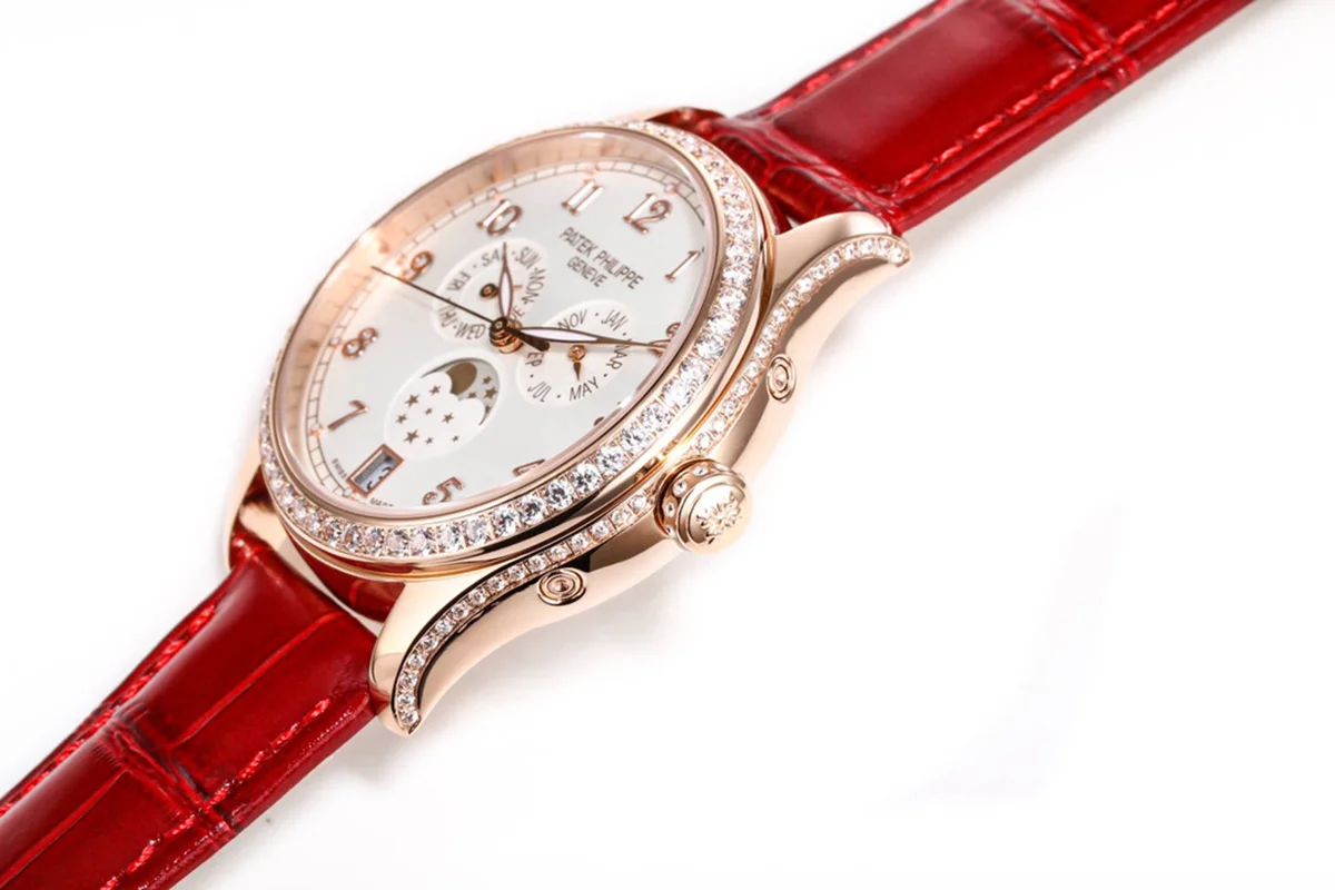 Complications 4948G Annual Calendar Moonphase White Dial in White Pink on Leather Strap
