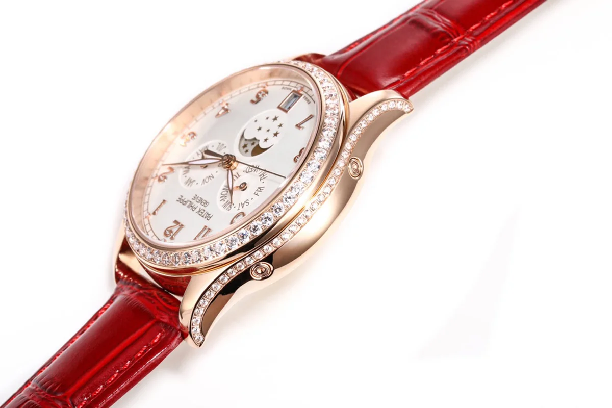 Complications 4948G Annual Calendar Moonphase White Dial in White Pink on Leather Strap