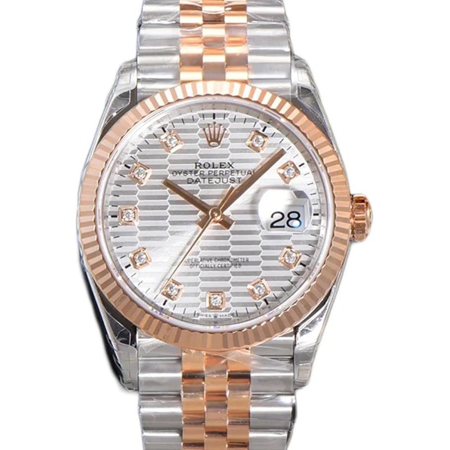 Datejust 36 126231 Silver Motif Dial with Stick Marker in Steel/Rose Gold in Jubilee