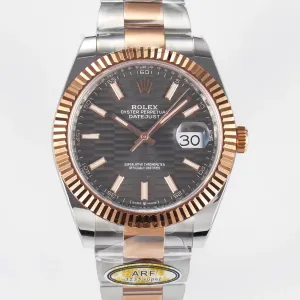 DateJust 41 126331 ARF 1:1 Best Edition 904L Steel Gray Textured Dial on SS/RG Oyster Bracelet SH3235（Gain Weight）