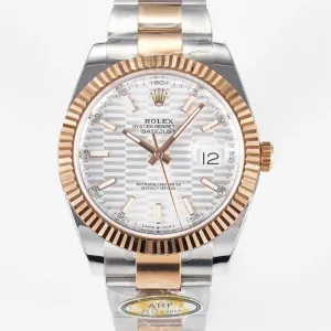 DateJust 41 126331 ARF 1:1 Best Edition 904L Steel Silver Textured Dial on SS/RG Oyster Bracelet SH3235（Gain Weight）