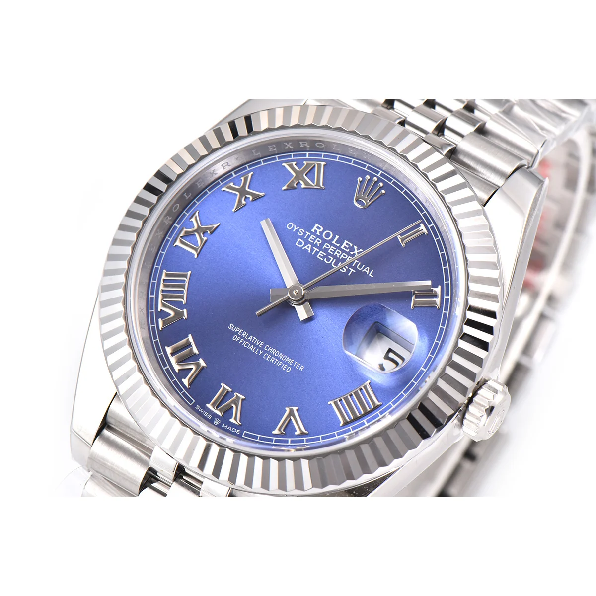 Datejust 41 126334 Azzurro Blue Dial Roman Markers on Jubilee Bracelet