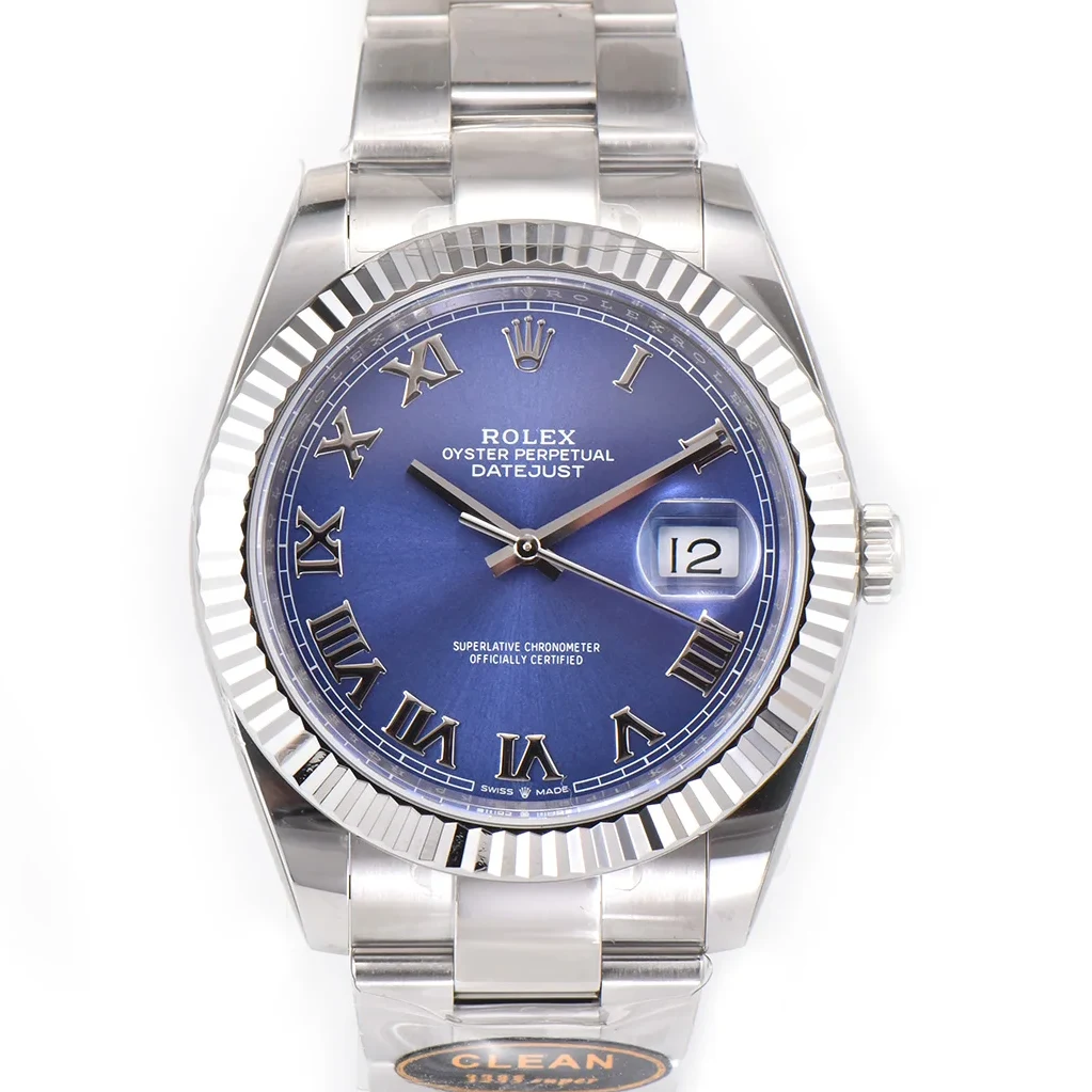 Datejust 41 126334 Azzurro Blue Dial Roman Markers on Oyster Bracelet