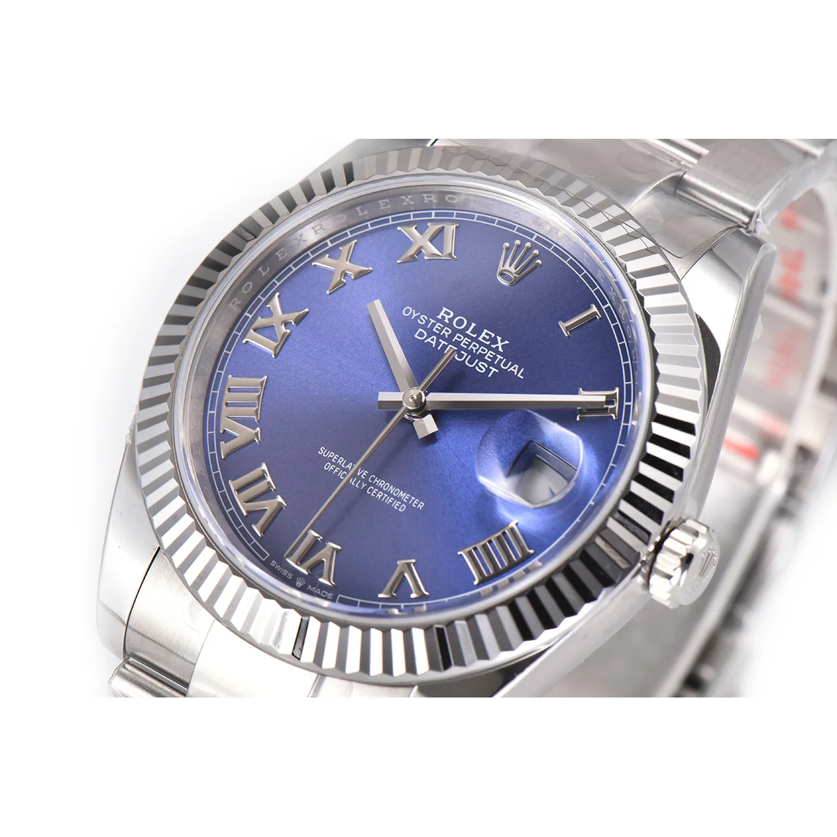 Datejust 41 126334 Azzurro Blue Dial Roman Markers on Oyster Bracelet