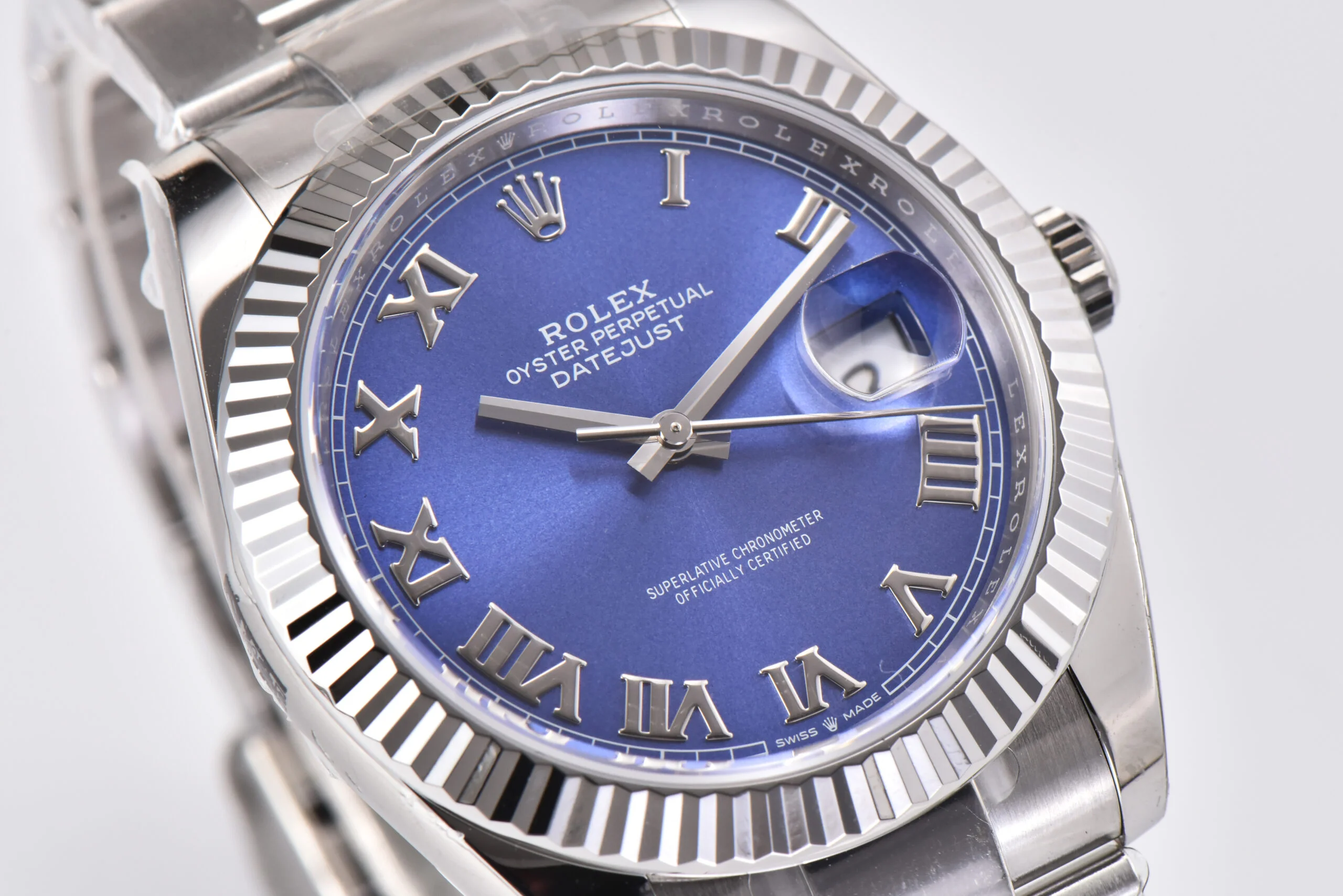 Datejust 41 126334 Azzurro Blue Dial Roman Markers on Oyster Bracelet
