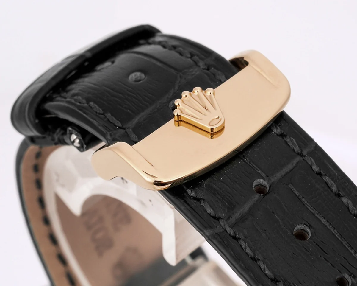 Day-Date 36 Black Dial in Rose Gold on Leather Strap