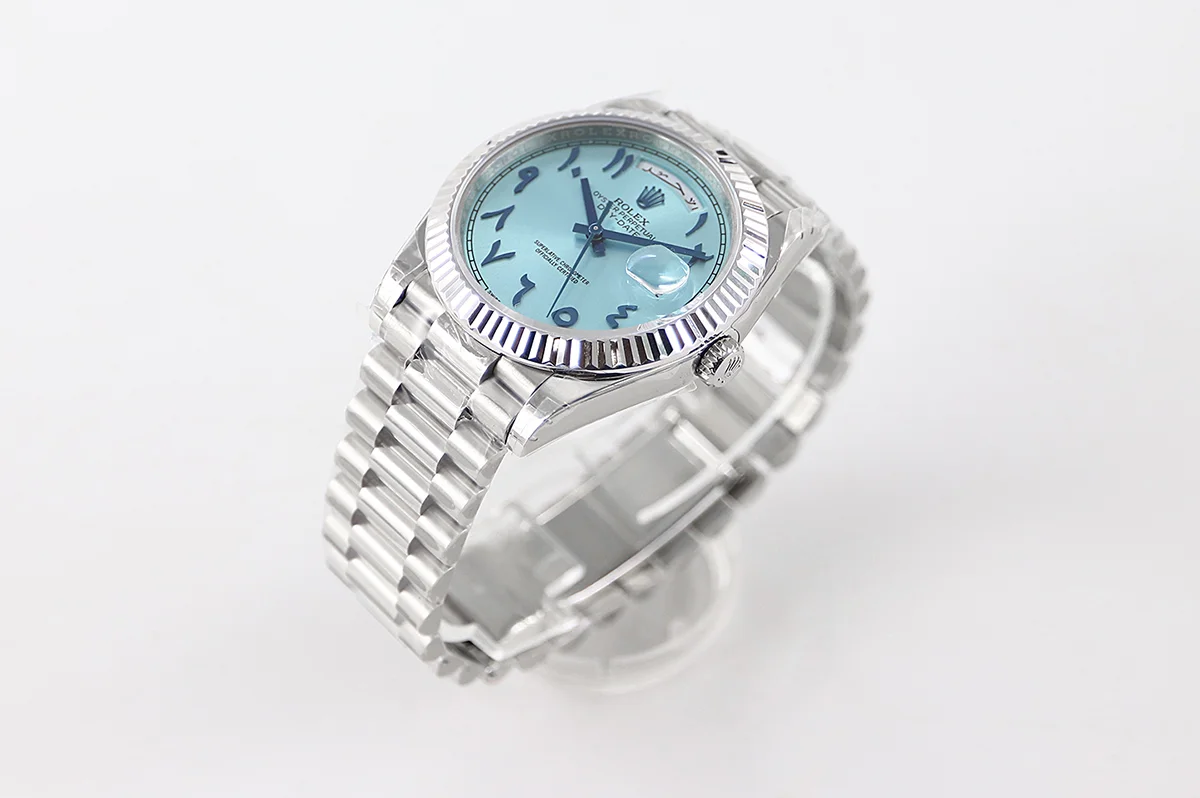 Day-Date 40 228206 Blue Dial in Platinum with Arabic Markers