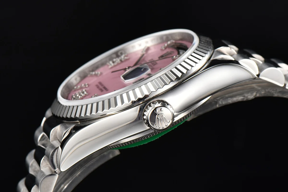 Daydate 36 128236 Pink Opal Dial with Roman Marker in Platinum