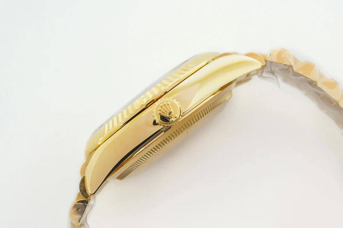 Daydate 36 128238 White Dial with Sticker in Yellow Gold