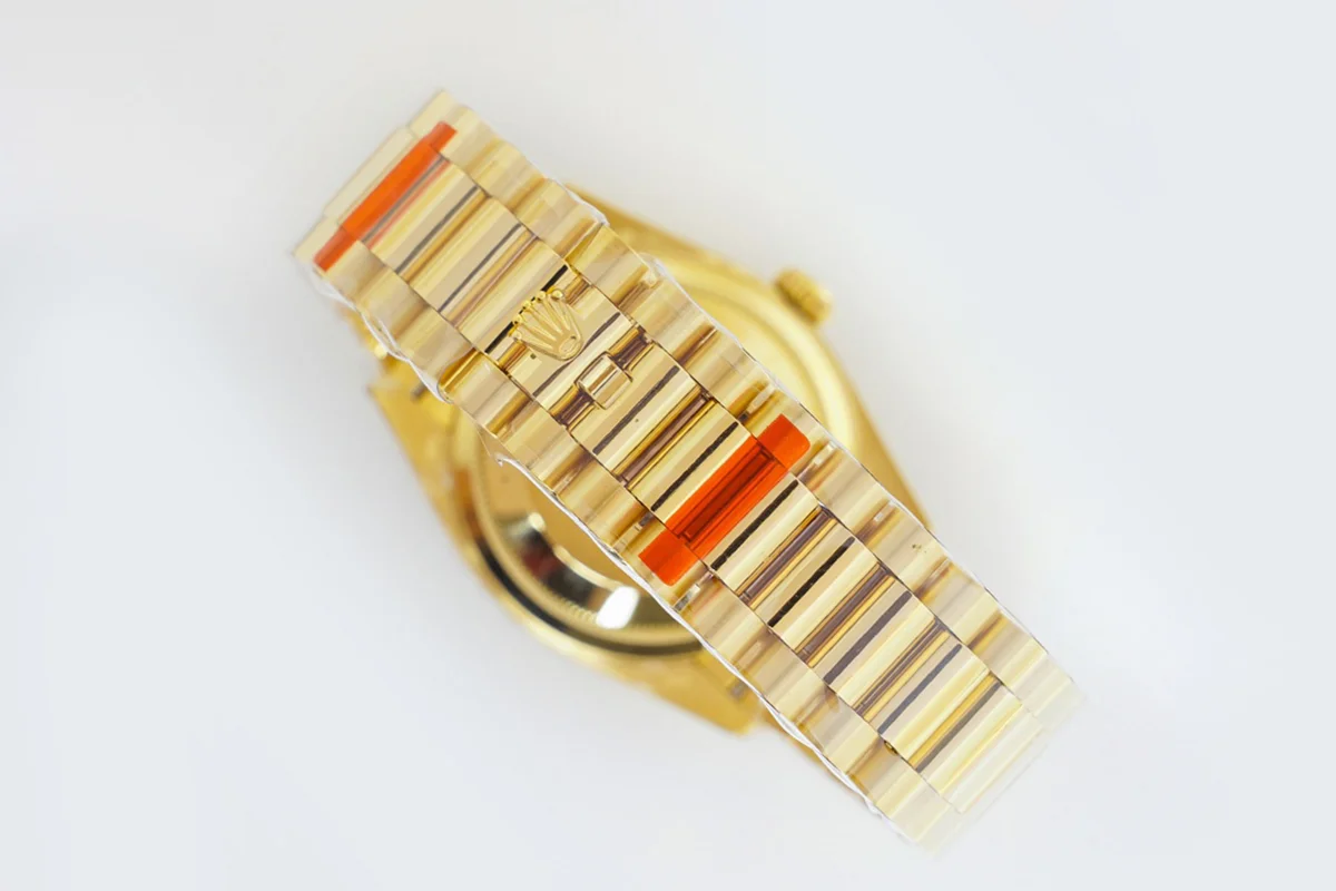 Daydate 36 128238 White Dial with Sticker in Yellow Gold
