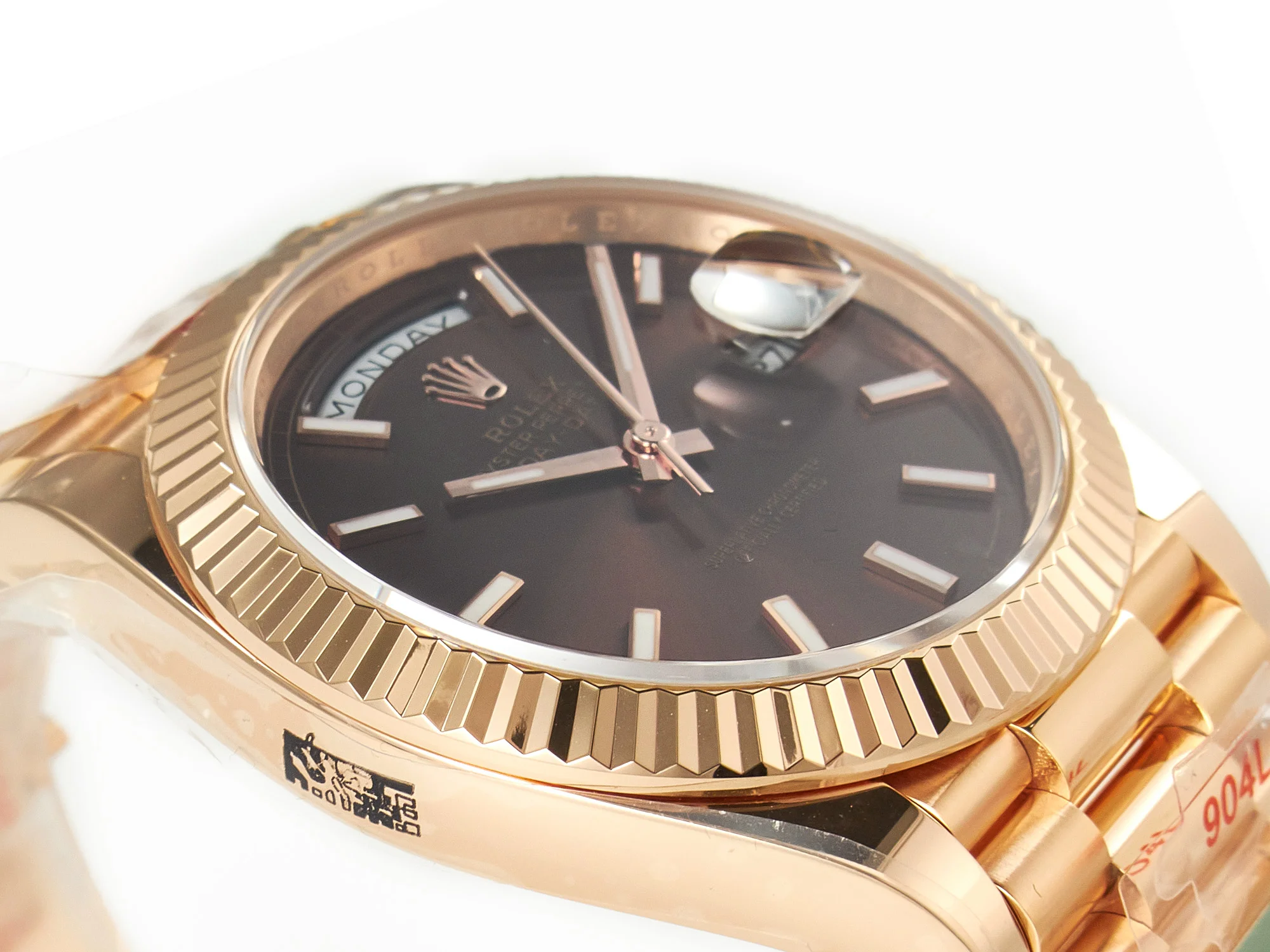 DayDate 40 228235 ARF 904L Steel Brown Stick Dial on President Bracelet VR3255