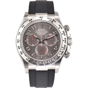 Daytona 116519 Slate Grey Dial in White Gold on Rubber Strap