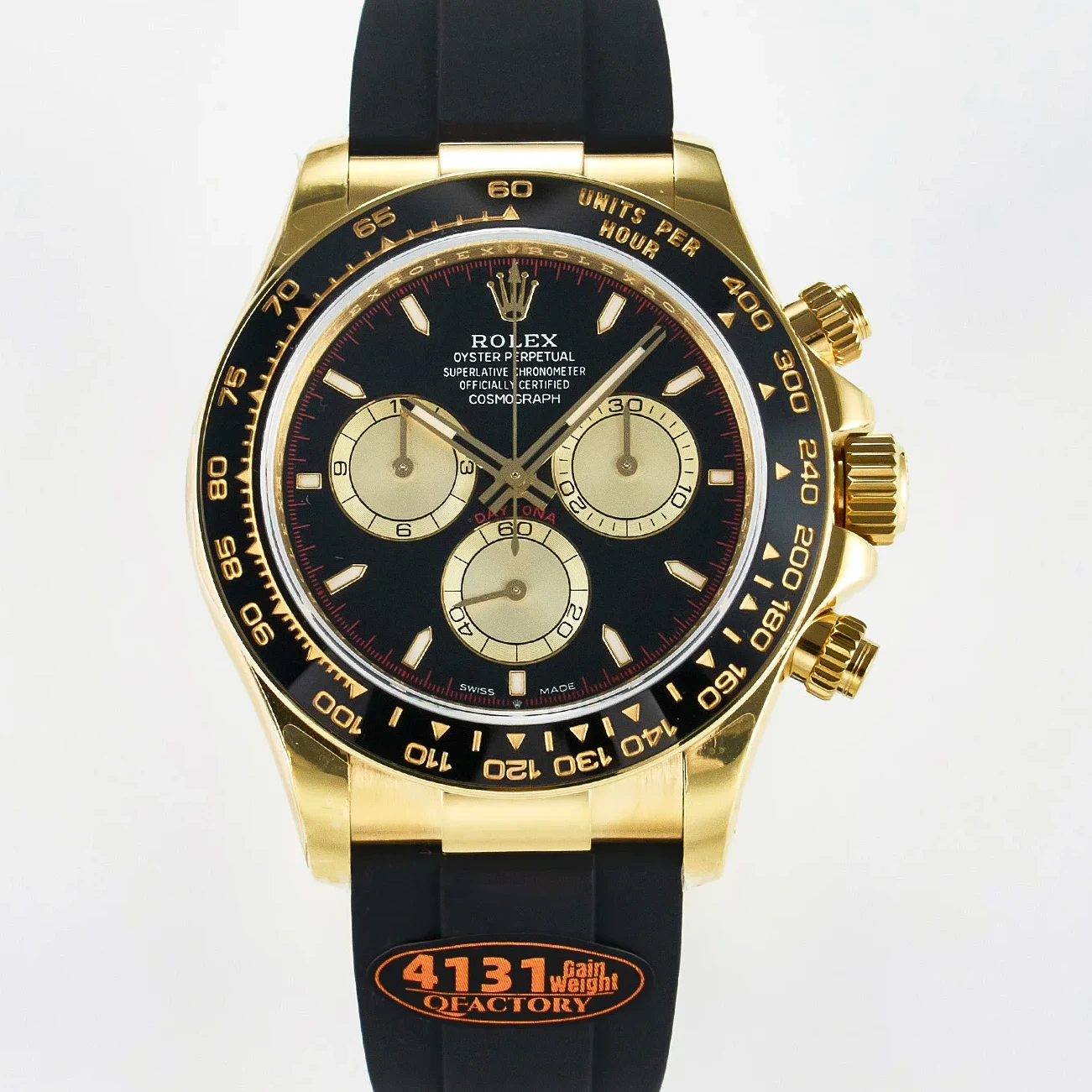 Daytona 126518 QF 1:1 Best Edition Black/YG Dial on Oysterflex Strap SH4131 V6(Gain Weight)