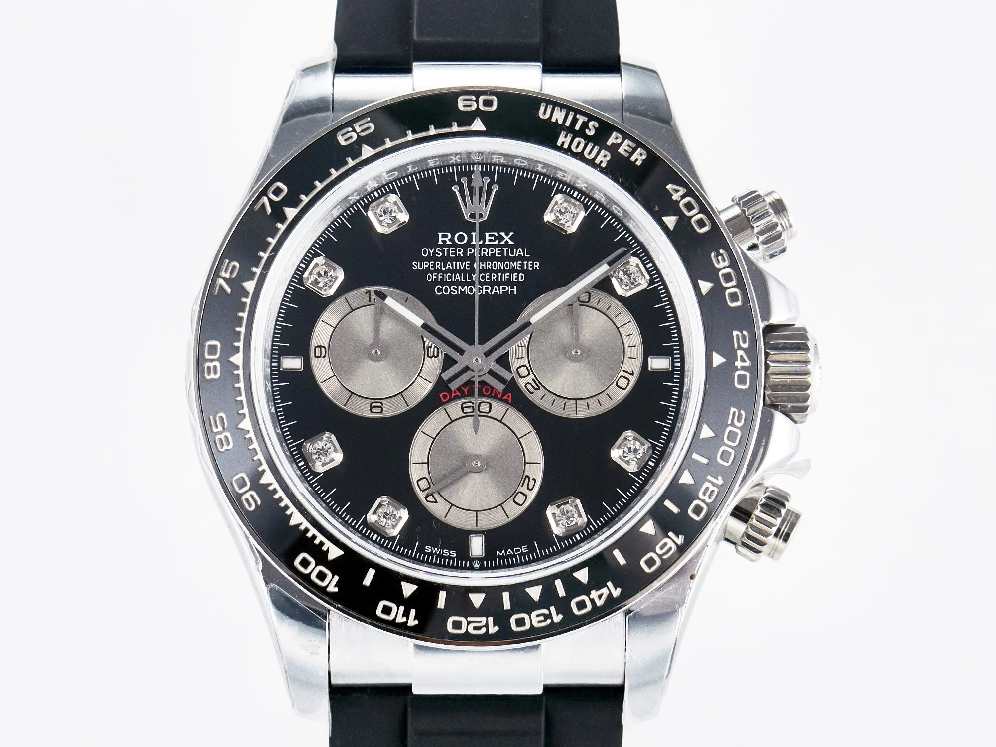 Daytona 126519 QF 1:1 Best Edition Black/Silver Diamonds Dial on Oysterflex Strap SH4131 V6(Gain Weight)
