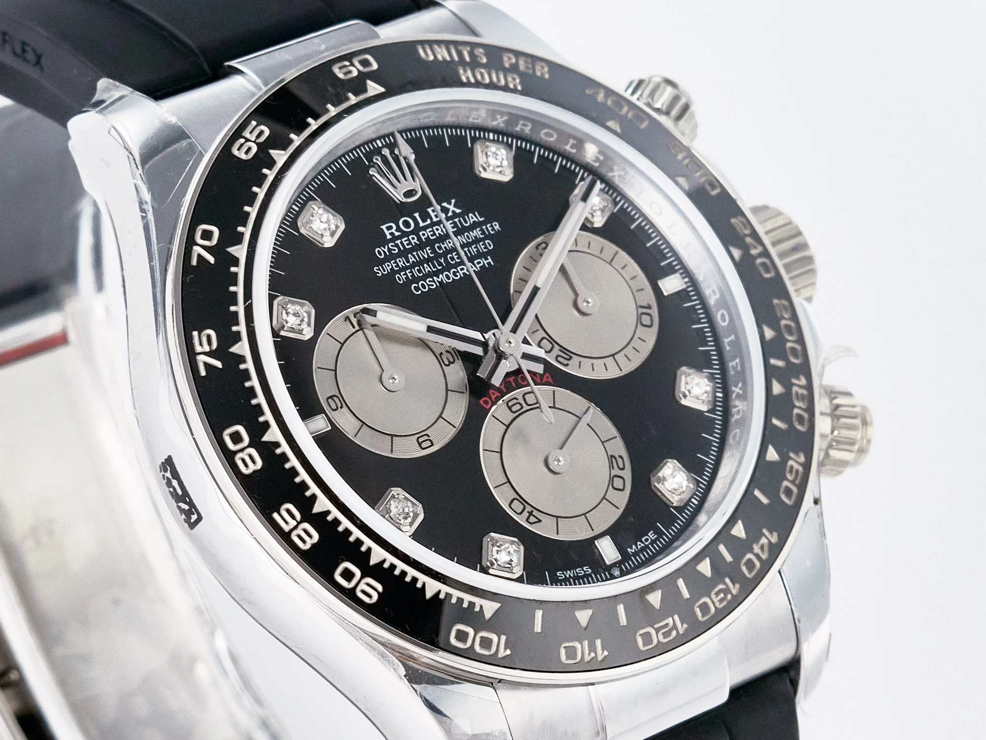 Daytona 126519 QF 1:1 Best Edition Black/Silver Diamonds Dial on Oysterflex Strap SH4131 V6(Gain Weight)