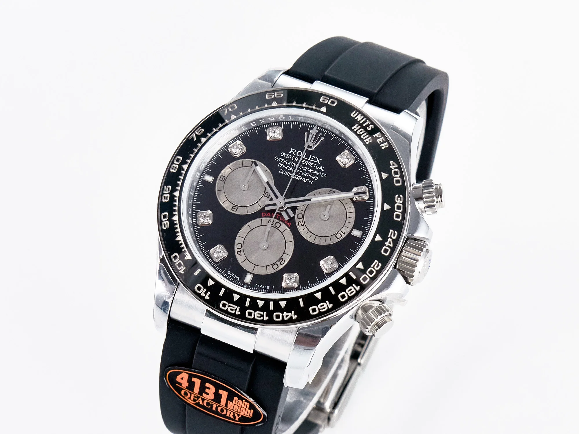 Daytona 126519 QF 1:1 Best Edition Black/Silver Diamonds Dial on Oysterflex Strap SH4131 V6(Gain Weight)