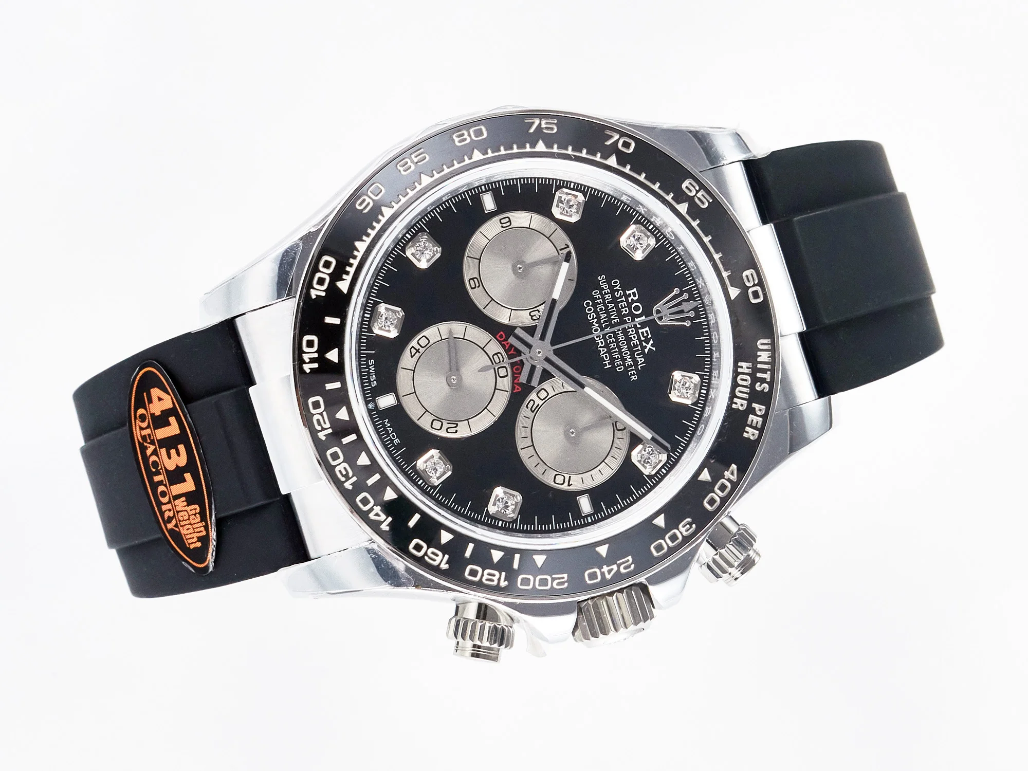 Daytona 126519 QF 1:1 Best Edition Black/Silver Diamonds Dial on Oysterflex Strap SH4131 V6(Gain Weight)