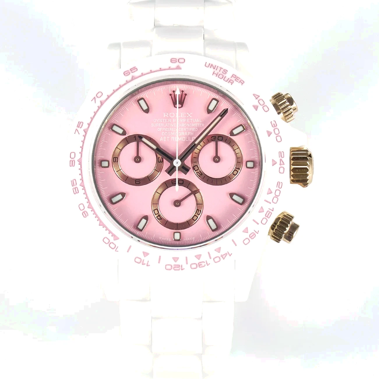 Daytona AET White Ceramic Case and Bracelet Pink Dial N6F Best Edition SA4130